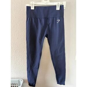 Gymshark navy high waisted seamless contour leggings size M. Like new condition.